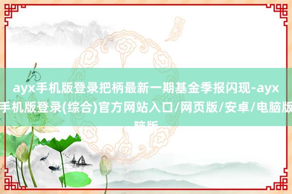 ayx手机版登录把柄最新一期基金季报闪现-ayx手机版登录(综合)官方网站入口/网页版/安卓/电脑版